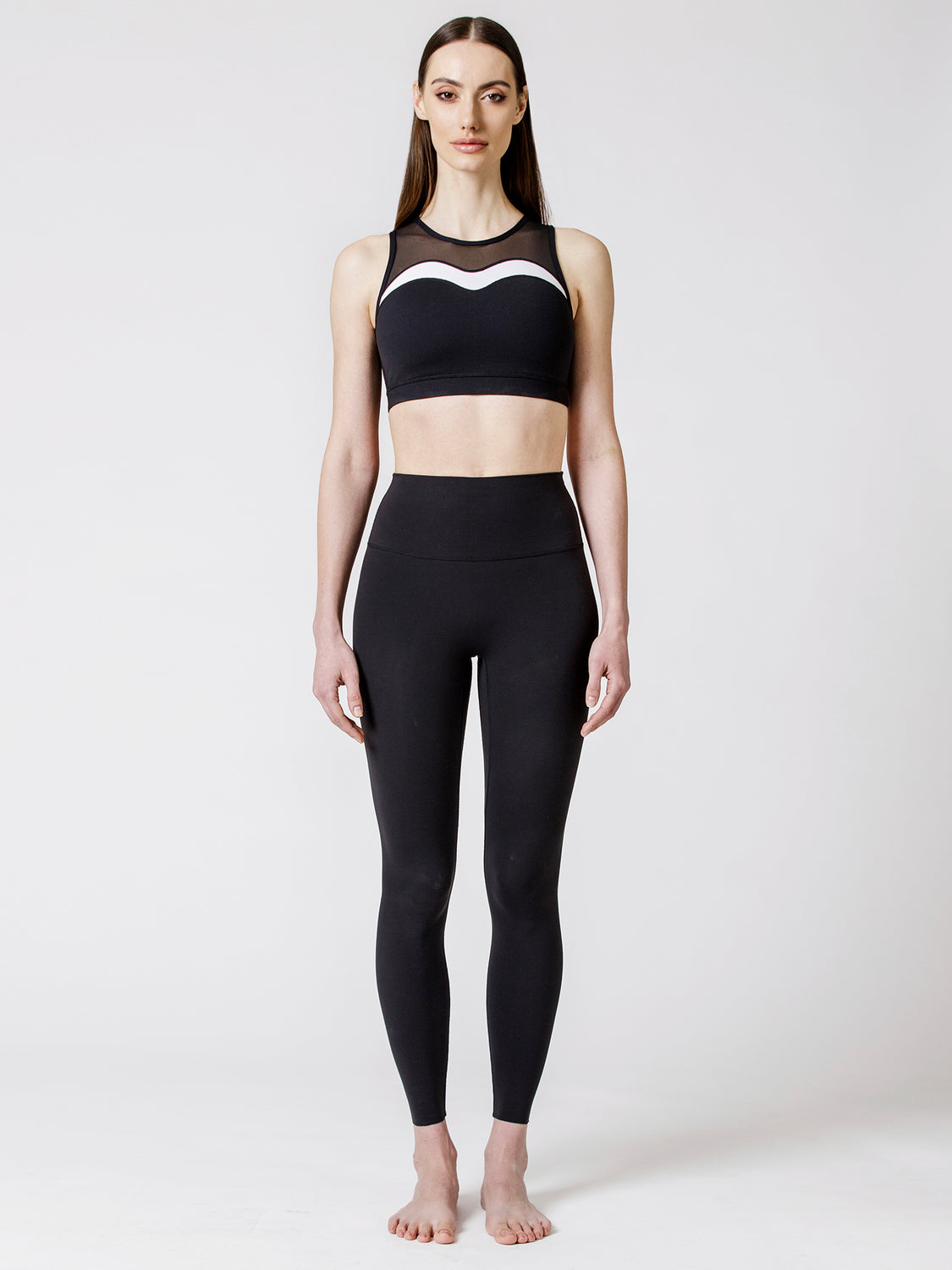 COMPOSITION BRA, BLACK/WHITE/BLACK MESH