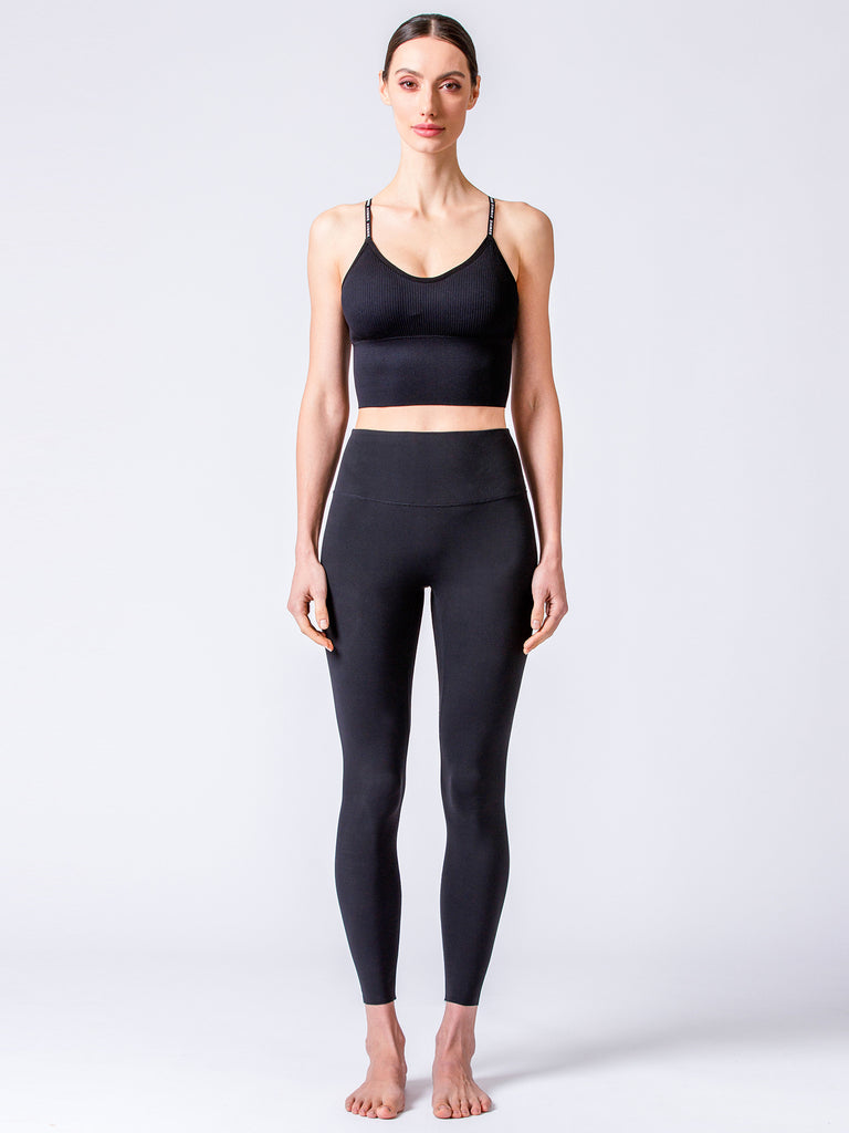 LOGO RIBBED TANK, BLACK