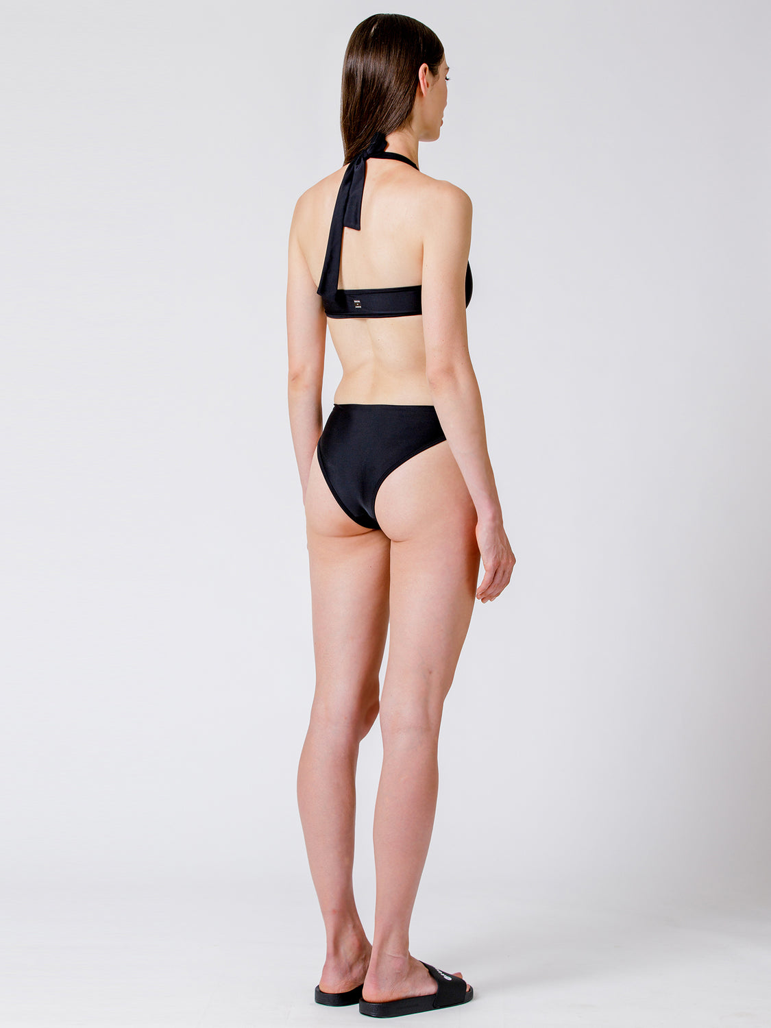 INTERSECTION HALTER ONE-PIECE SWIMSUIT, BLACK