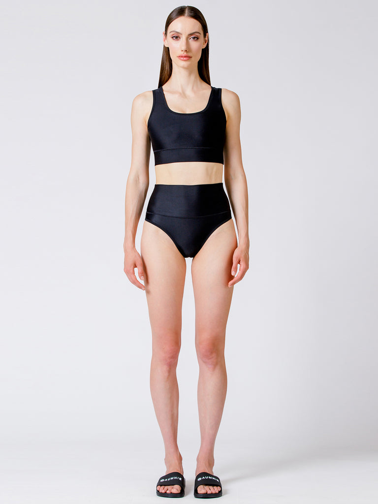 U BACK HIGH WAIST SWIMSUIT, BLACK