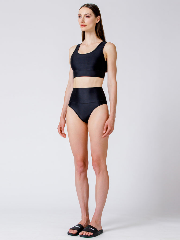 U BACK HIGH WAIST SWIMSUIT, BLACK
