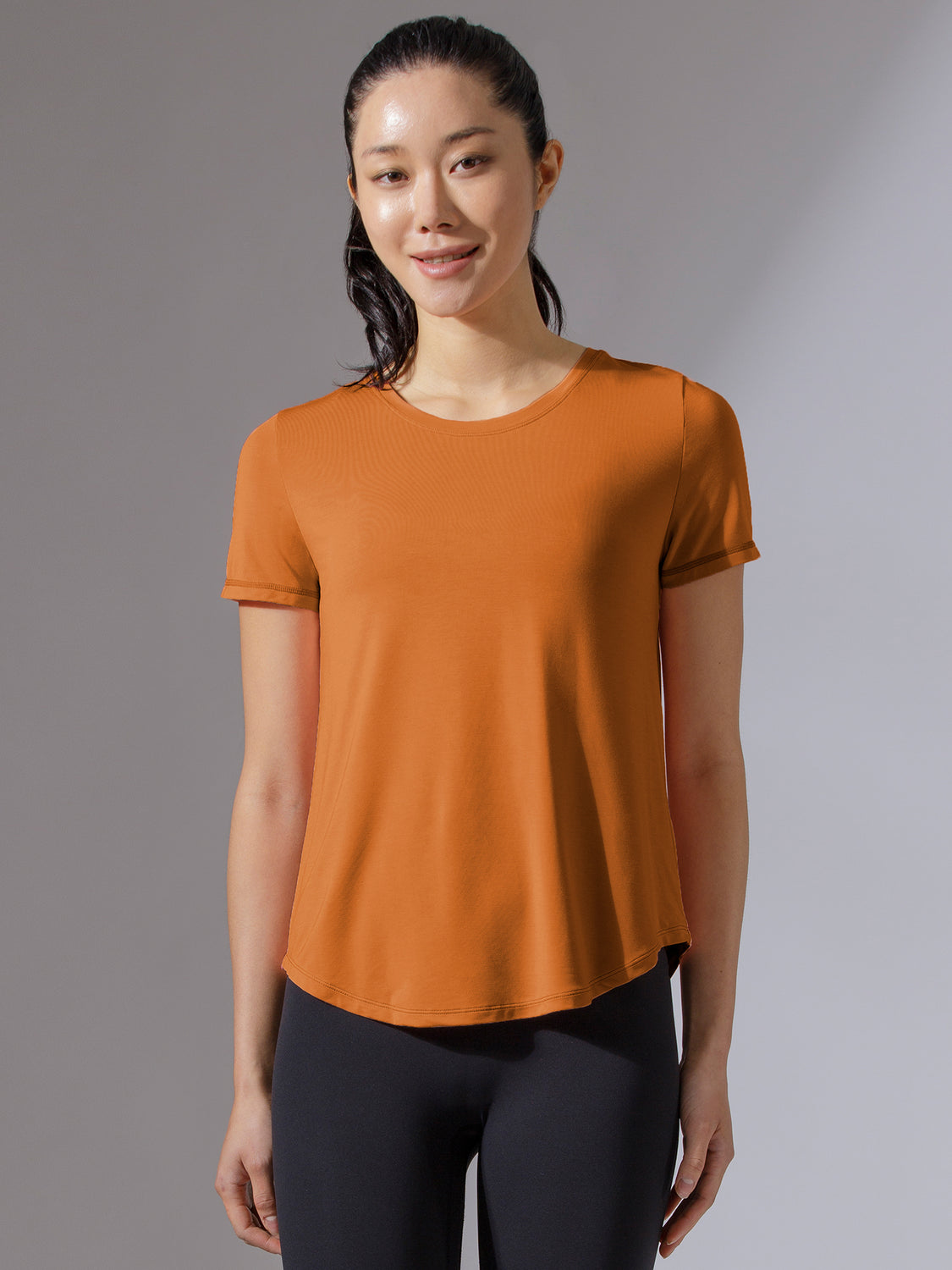 BACK TIE EVERYDAY SHORT SLEEVE TEE, BRONZE