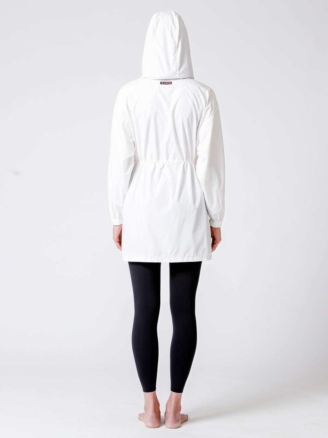 LONG HOODED ZIP UP WINDBREAKER, WHITE