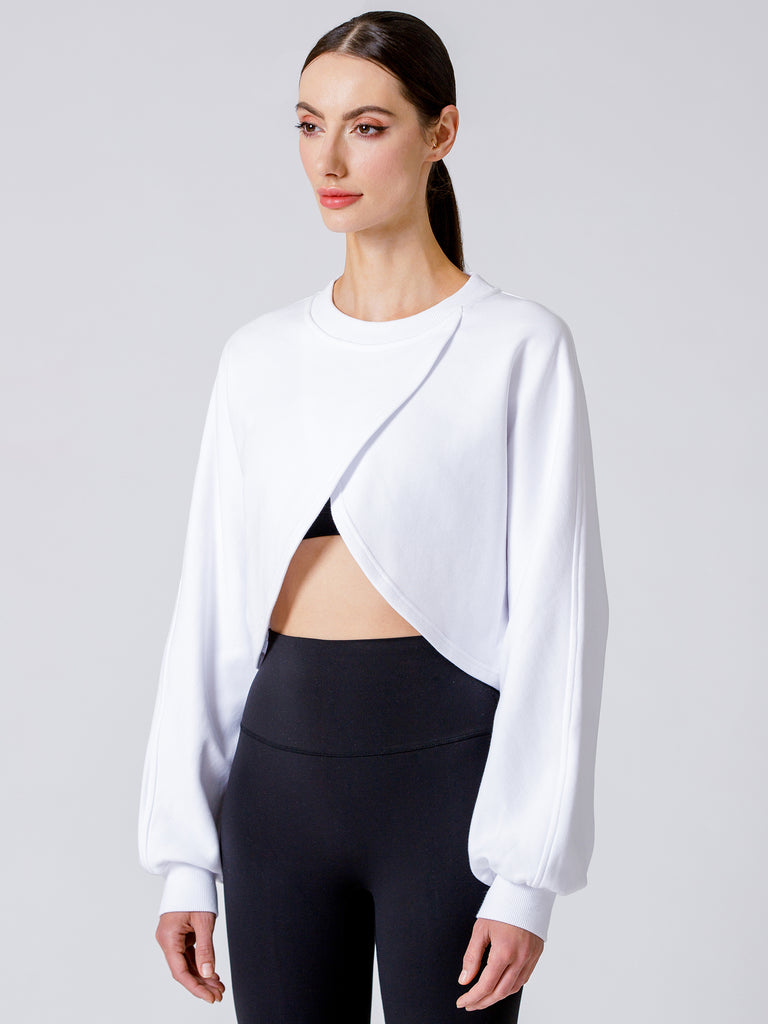 LOTUS LAYER SWEATSHIRT, WHITE