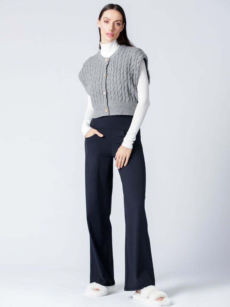 COZY LAYER KNIT VEST, WARM GREY