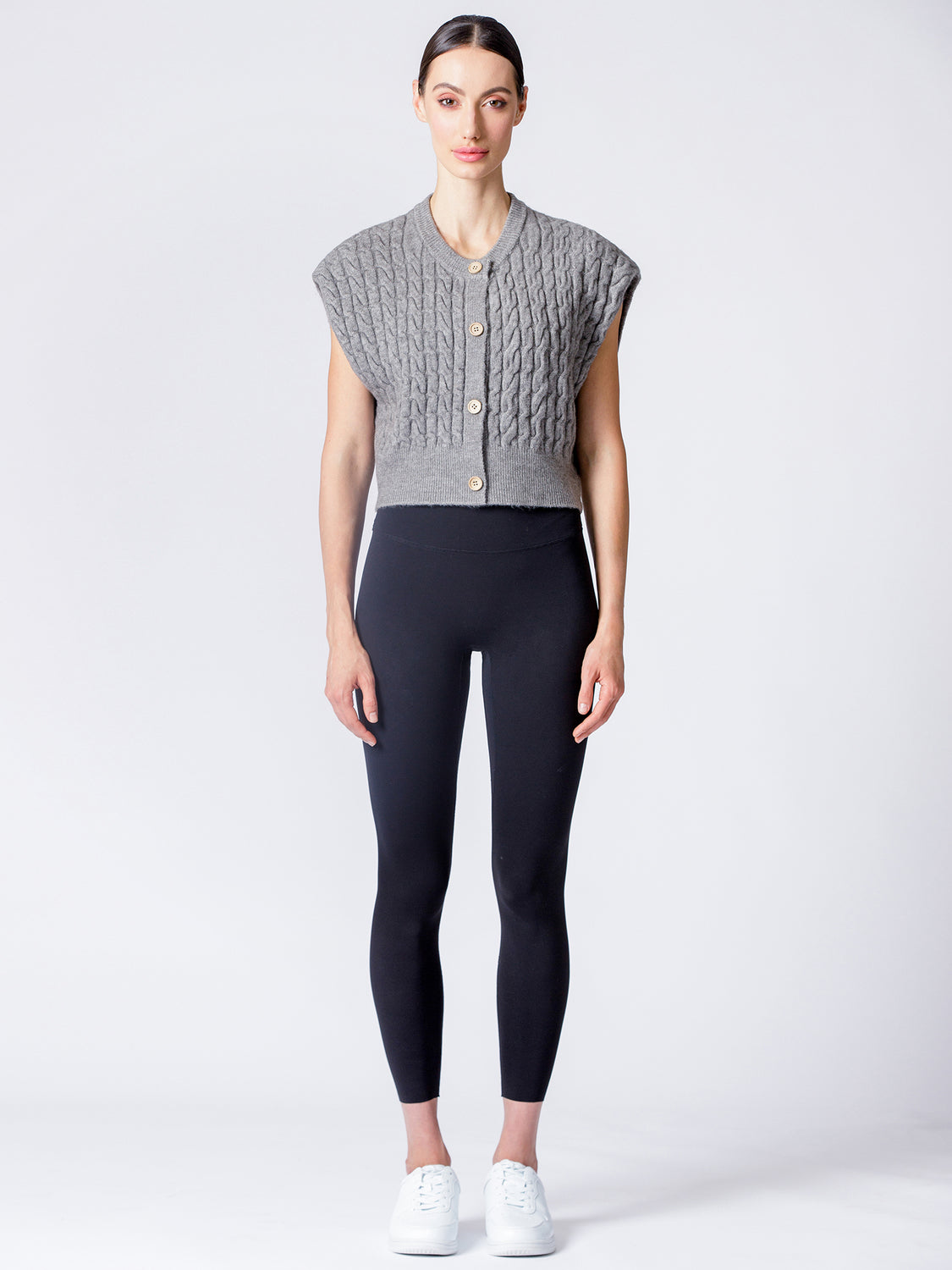 COZY LAYER KNIT VEST, WARM GREY