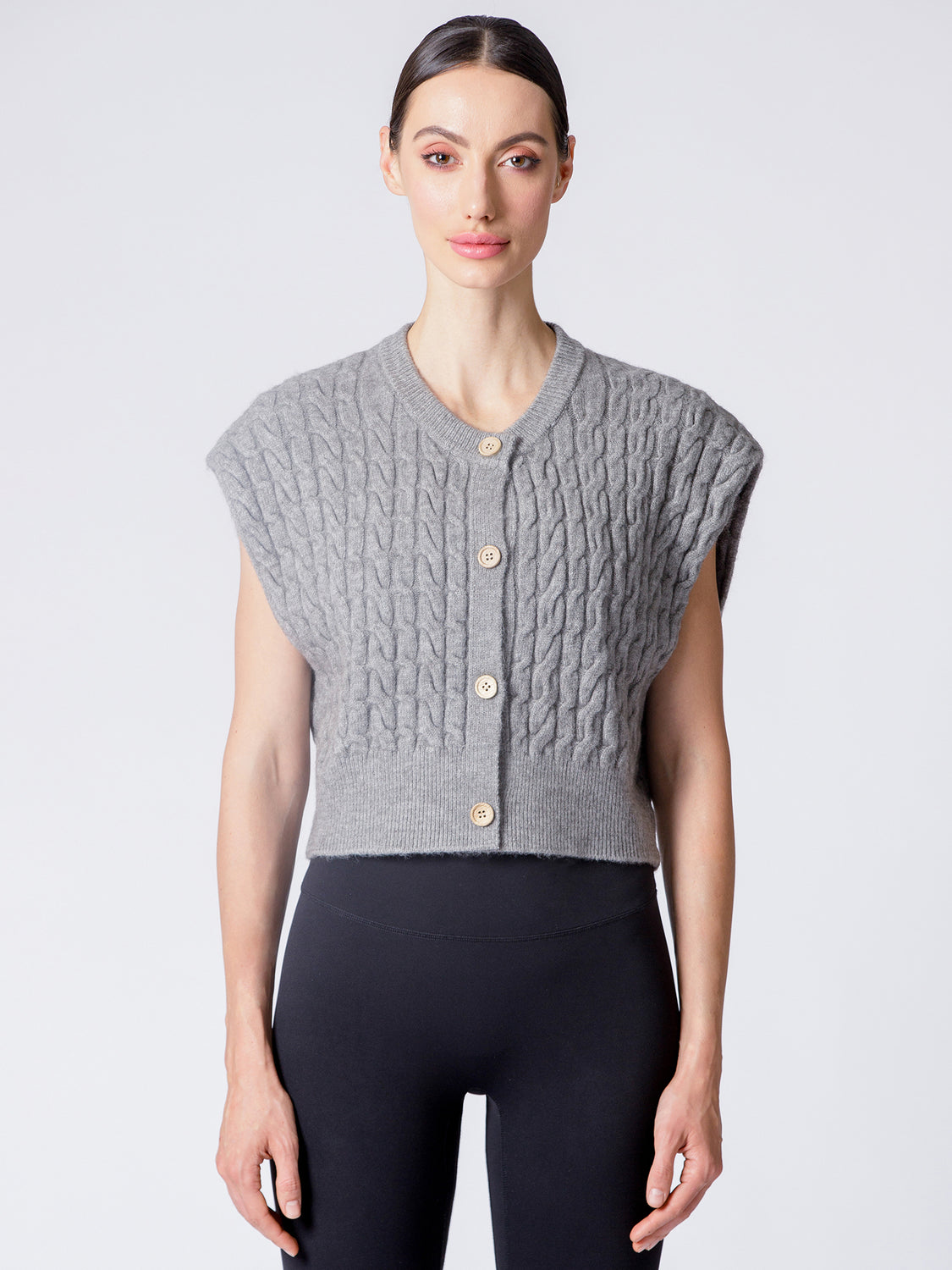 COZY LAYER KNIT VEST, WARM GREY