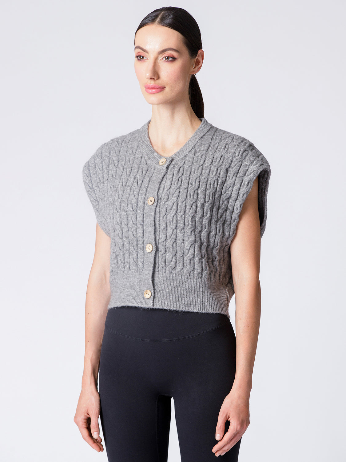 COZY LAYER KNIT VEST, WARM GREY