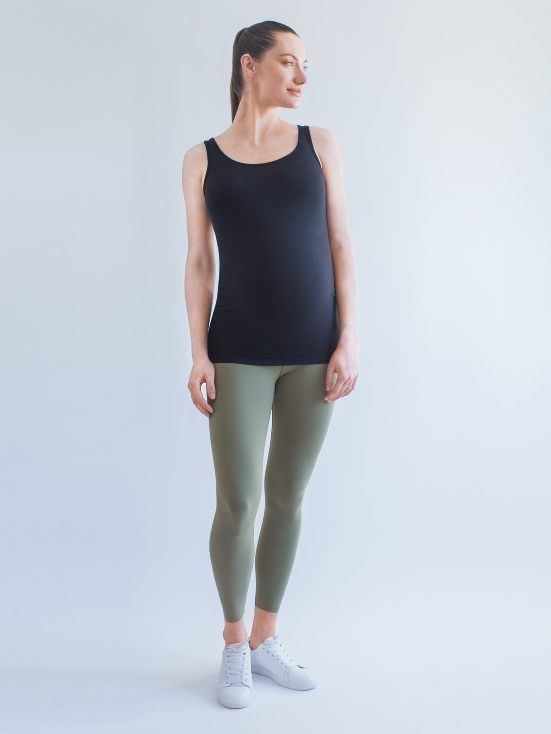 SOFT STRETCH MATERNITY TANK , BLACK