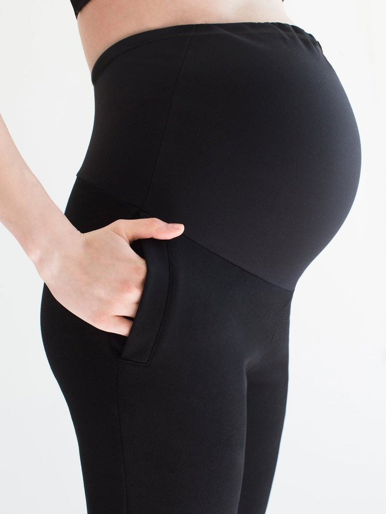 OVER-THE-BUMP MATERNITY SWEAT PANTS, BLACK