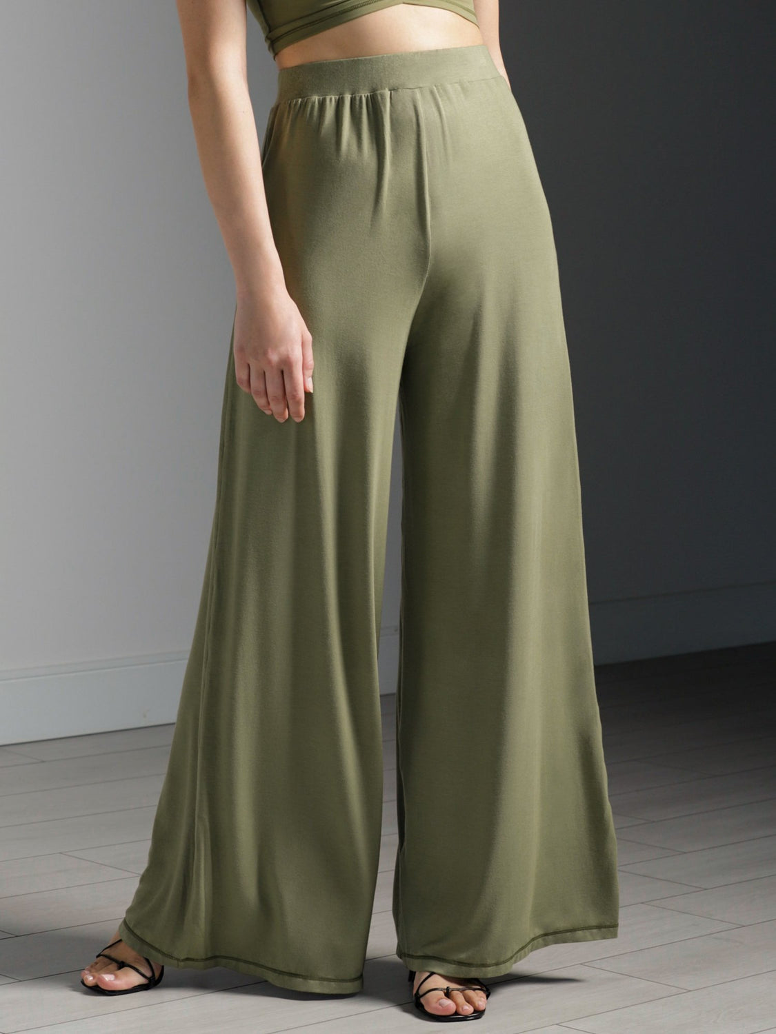 SOFT WIDE LEG PANTS, SAGE