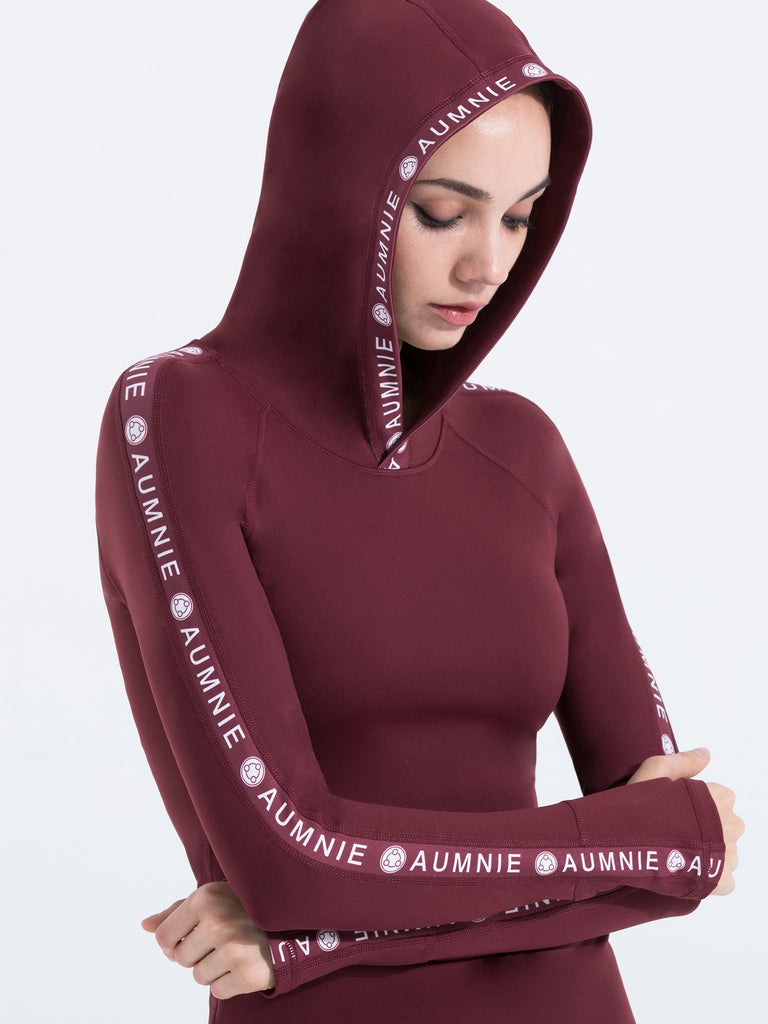 HOODED LOGO TOP, BORDEAUX