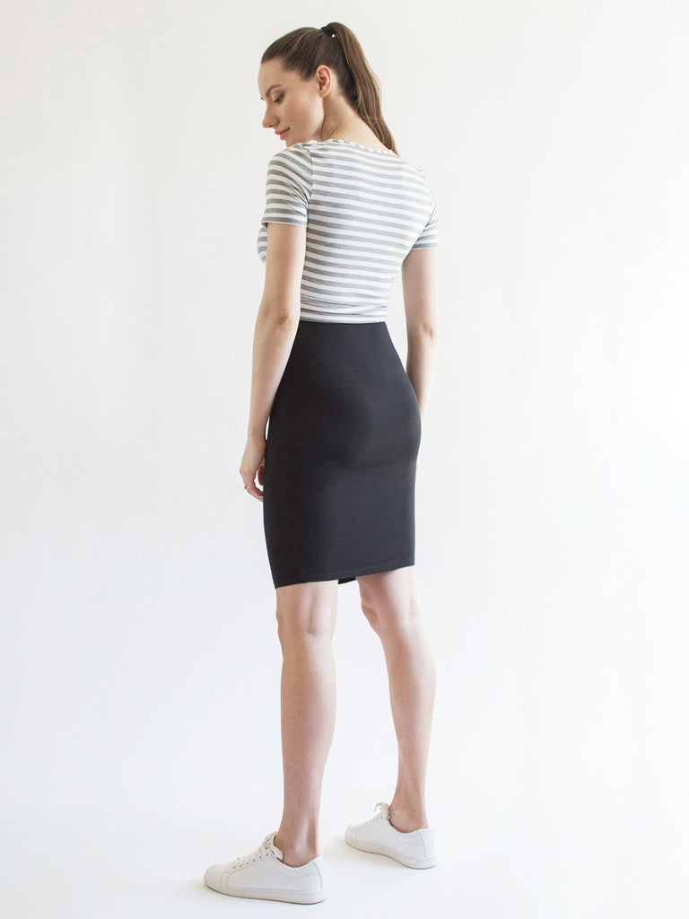 MATERNITY SOFT STRETCH SLEEVELESS MIDI DRESS, BLACK