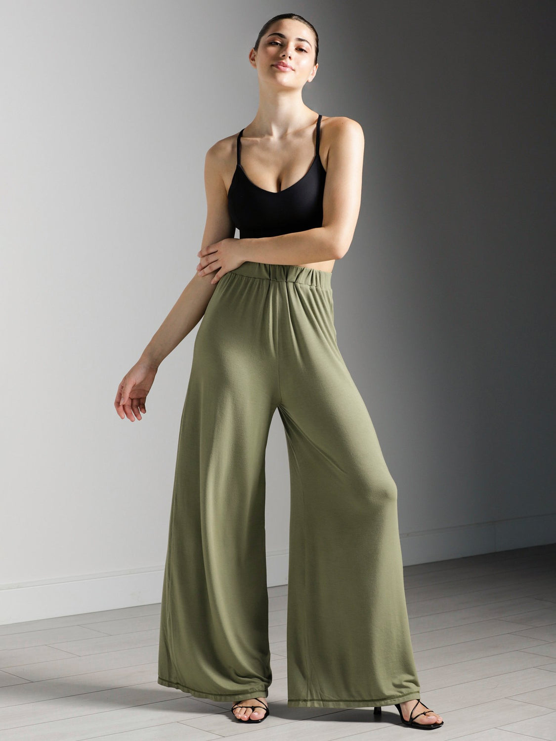 SOFT WIDE LEG PANTS, SAGE