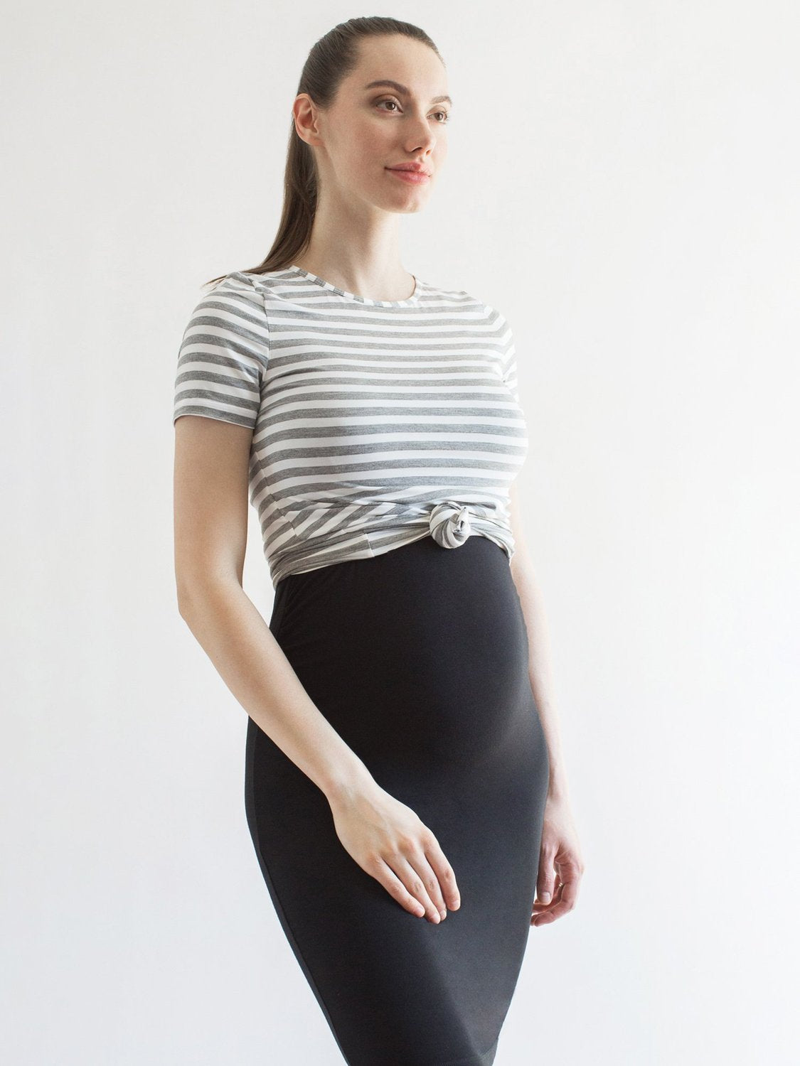 MATERNITY SOFT STRETCH SLEEVELESS MIDI DRESS, BLACK