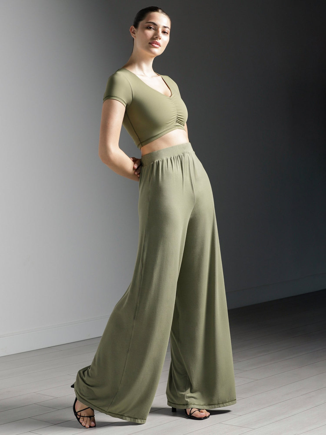 SOFT WIDE LEG PANTS, SAGE