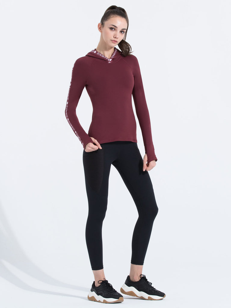 HOODED LOGO TOP, BORDEAUX
