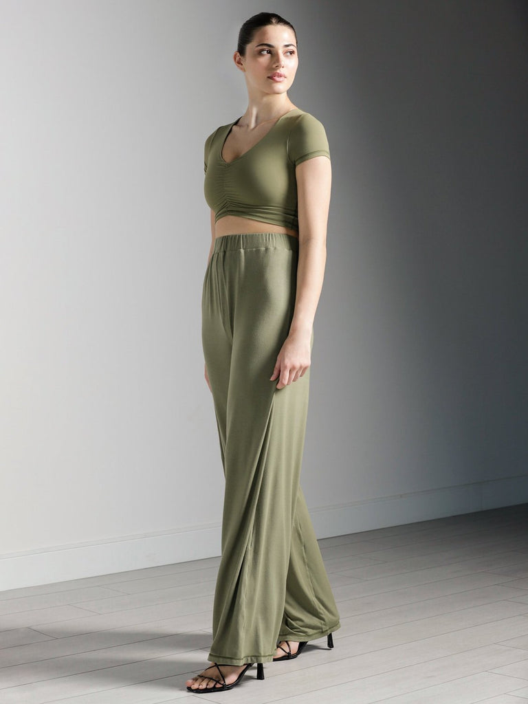 SOFT WIDE LEG PANTS, SAGE