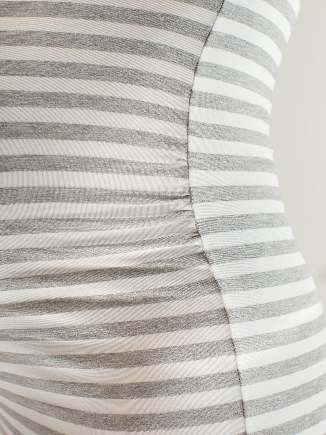 MATERNITY SOFT STRETCH SLEEVELESS MIDI DRESS, LIGHT HEATHER GREY STRIPE