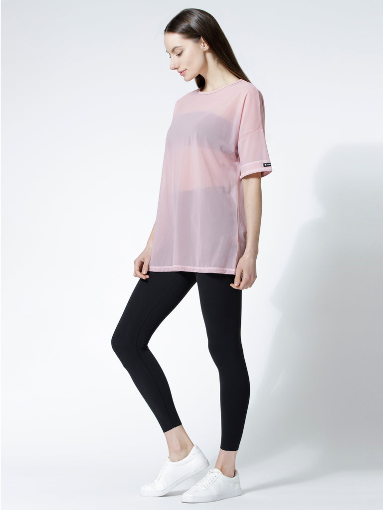 OVERSIZE MESH TEE, BLUSH