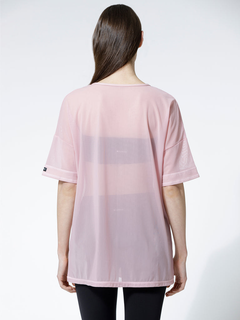 OVERSIZE MESH TEE, BLUSH
