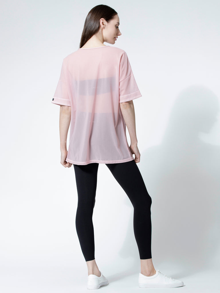 OVERSIZE MESH TEE, BLUSH