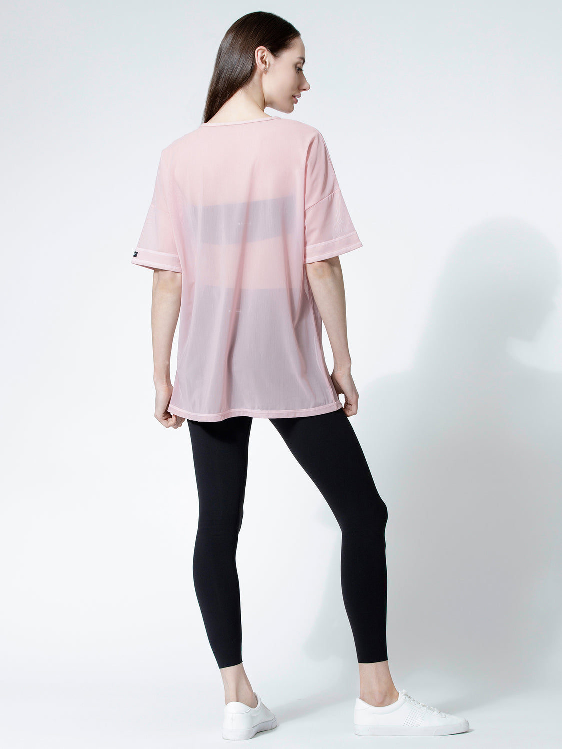 OVERSIZE MESH TEE, BLUSH