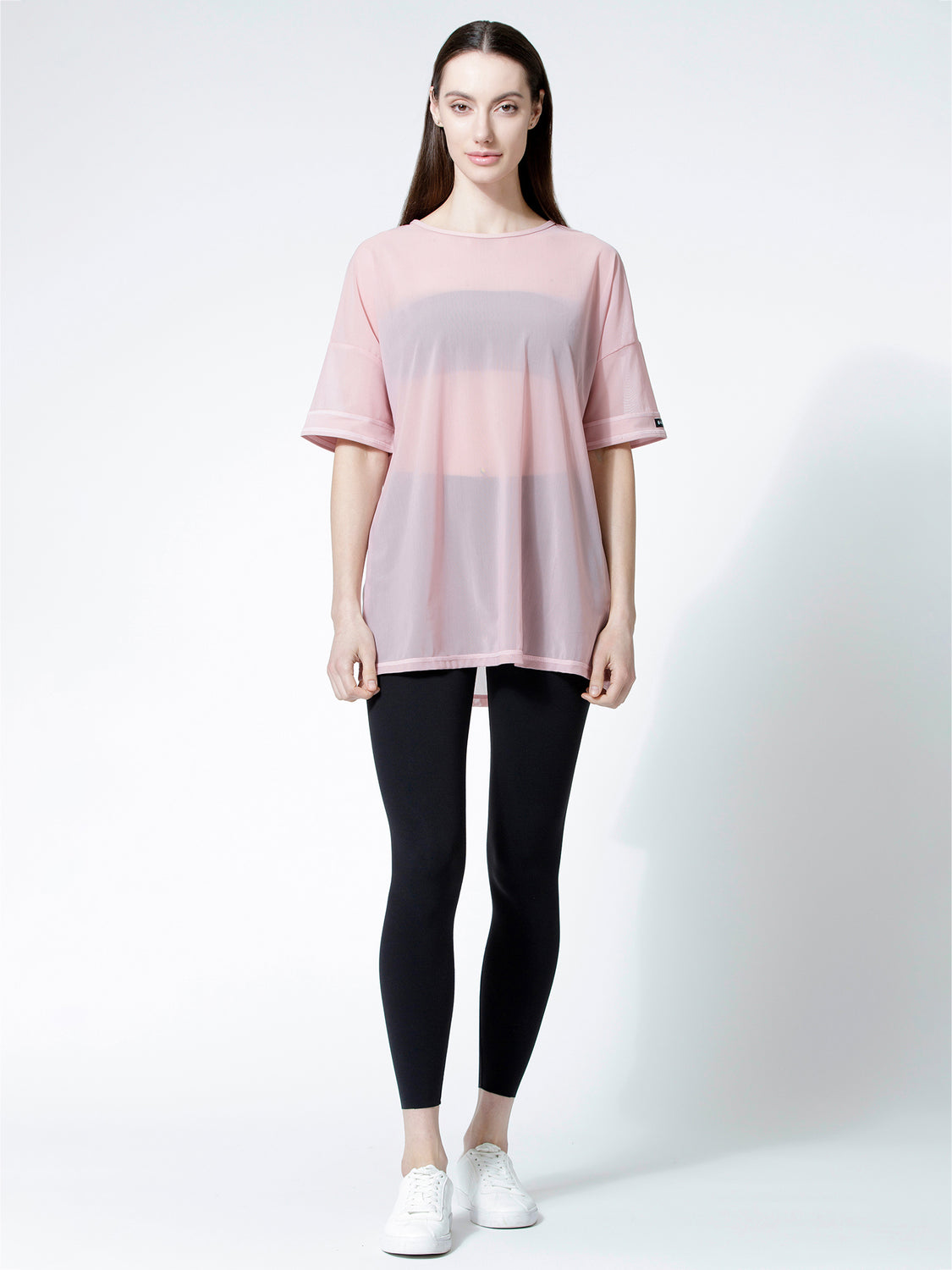 OVERSIZE MESH TEE, BLUSH