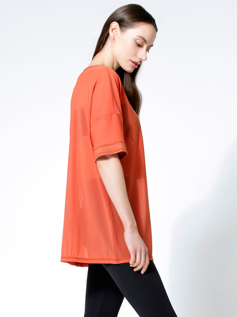OVERSIZE MESH TEE, MAPLE