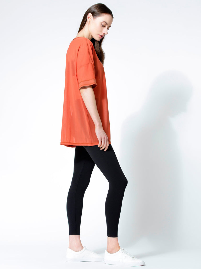 OVERSIZE MESH TEE, MAPLE