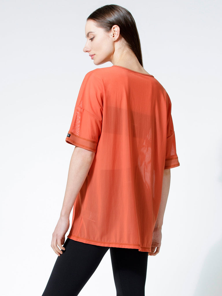 OVERSIZE MESH TEE, MAPLE
