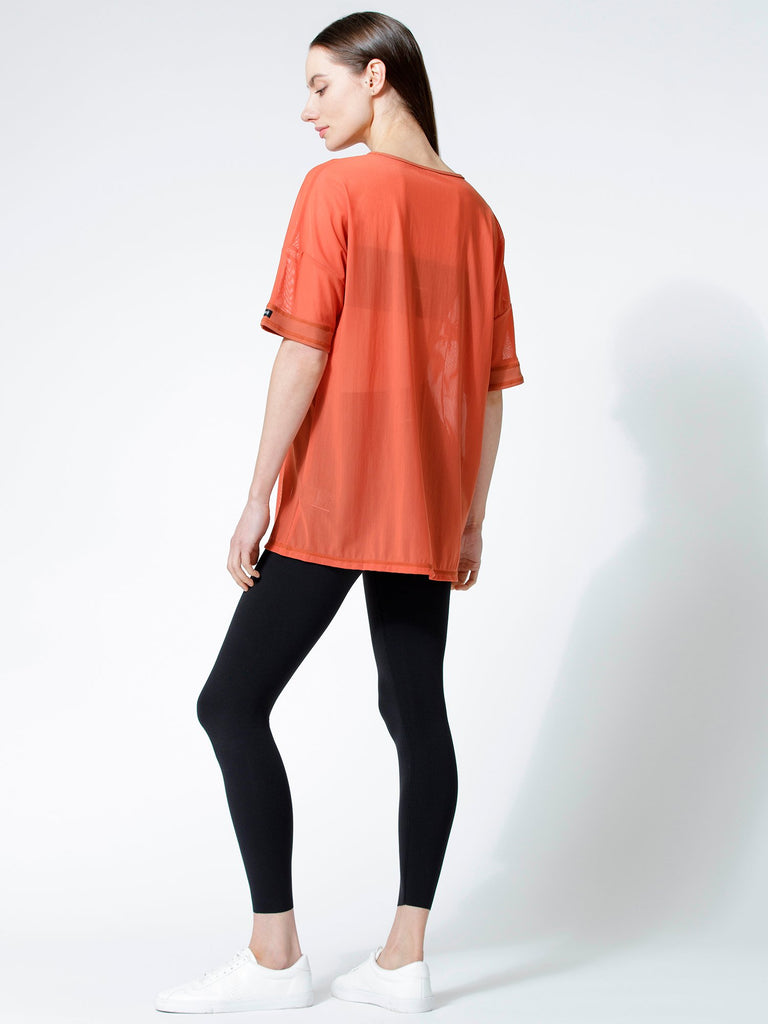 OVERSIZE MESH TEE, MAPLE