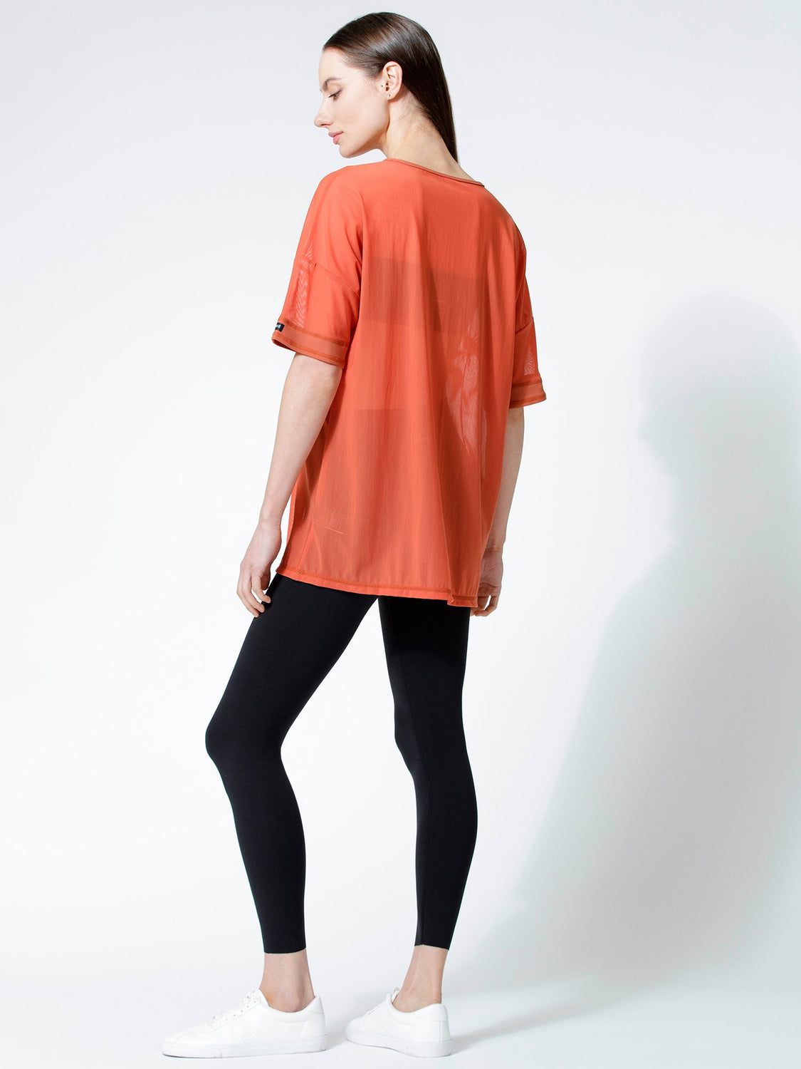 OVERSIZE MESH TEE, MAPLE