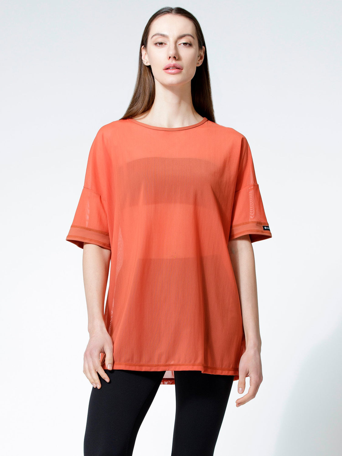 OVERSIZE MESH TEE, MAPLE