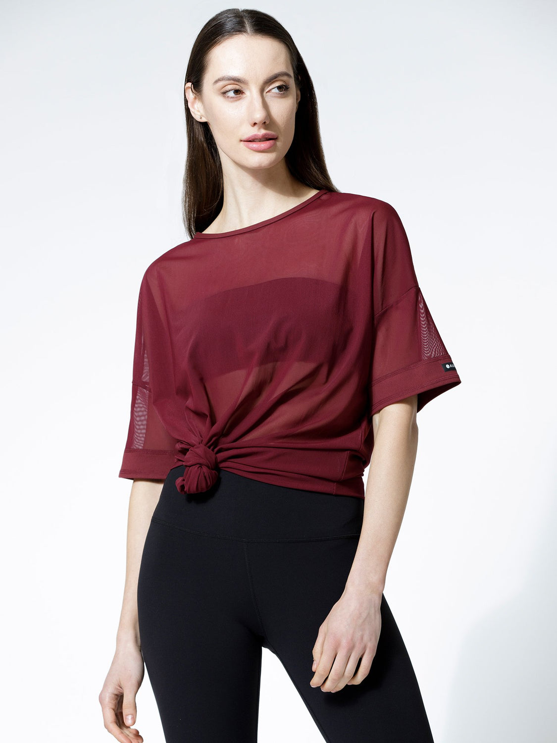 OVERSIZE MESH TEE, BORDEAUX