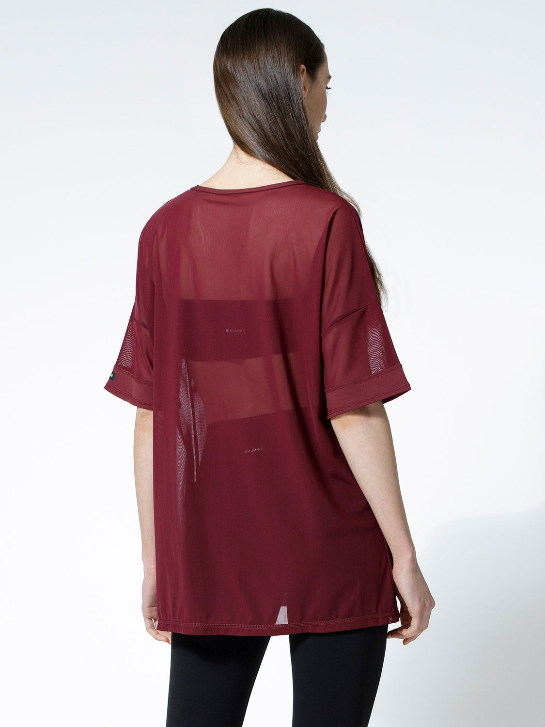 OVERSIZE MESH TEE, BORDEAUX