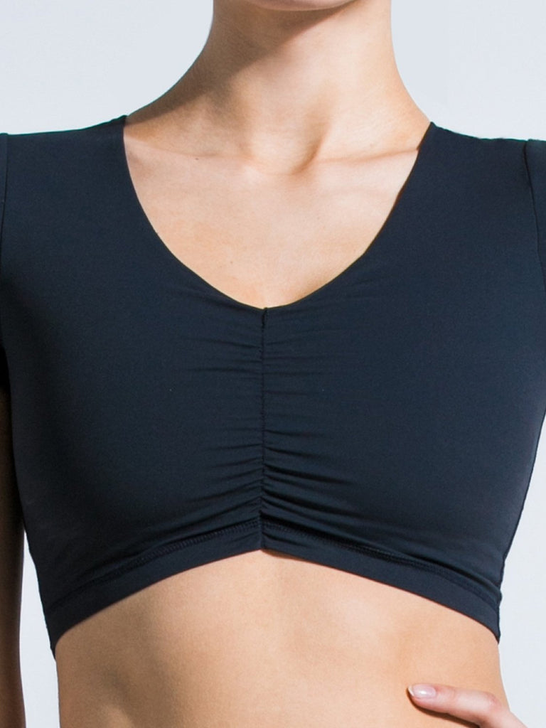 RUCHED NUDE TEE, MIDNIGHT GREY