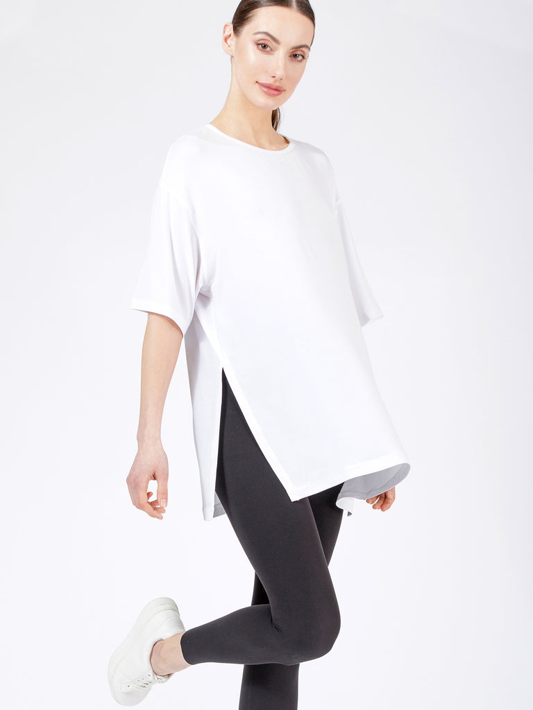 HIGH SPLIT OVERSIZE TEE, WHITE