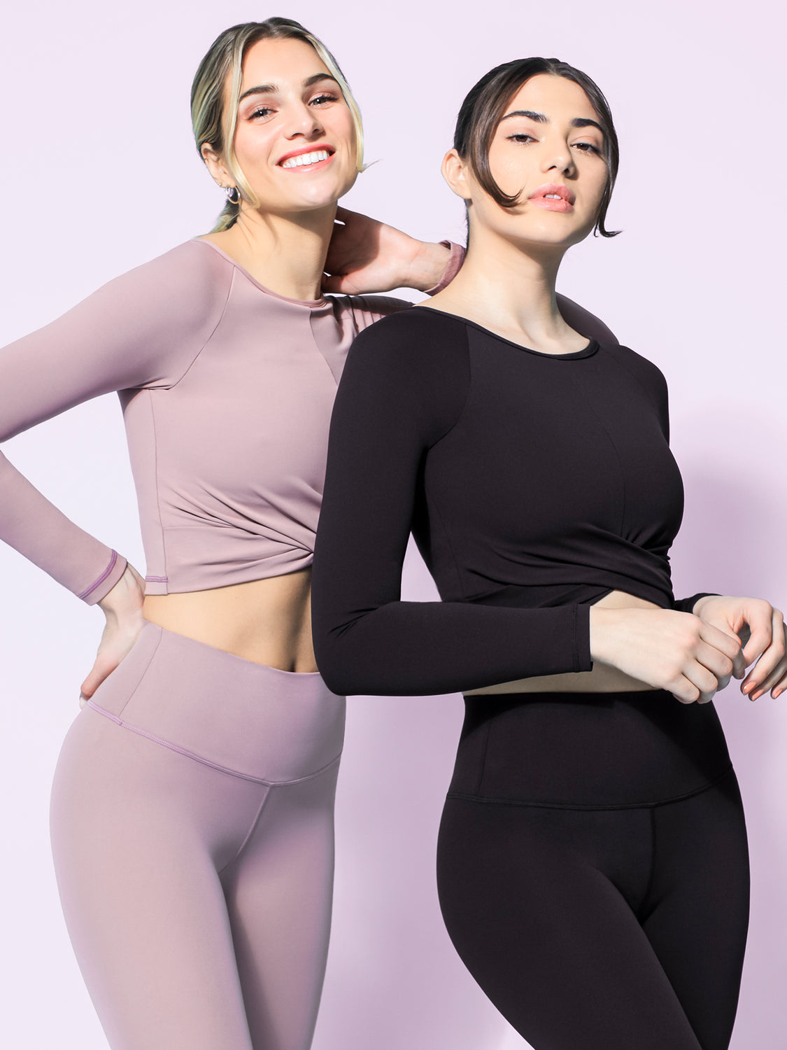 NUDE FRONT WRAP LONG SLEEVE TEE, ASH MAUVE