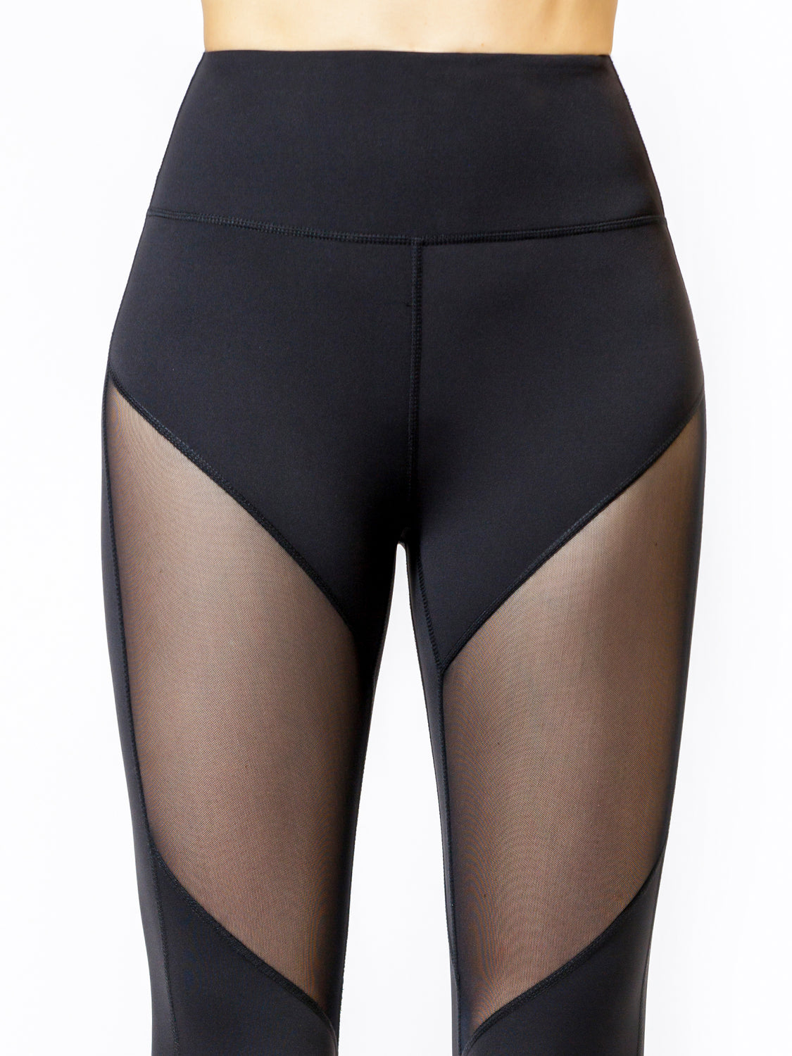 NUDE FRONT MESH ANKLE CROPS, BLACK