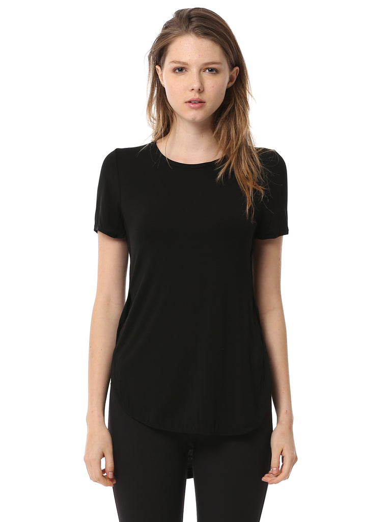 HI LO SIDE SPLIT TEE, BLACK