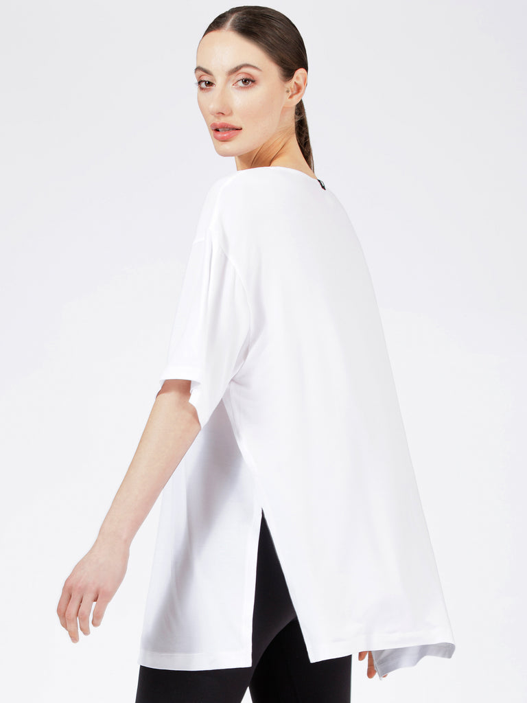 HIGH SPLIT OVERSIZE TEE, WHITE