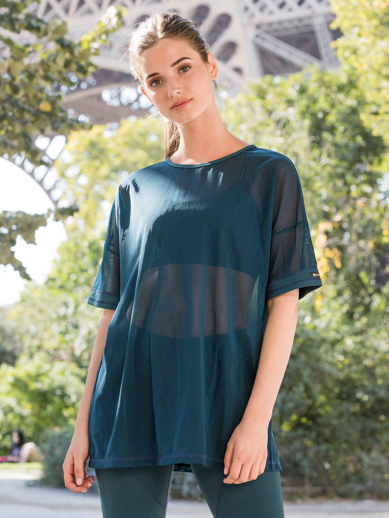 OVERSIZED MESH TEE, LAKE