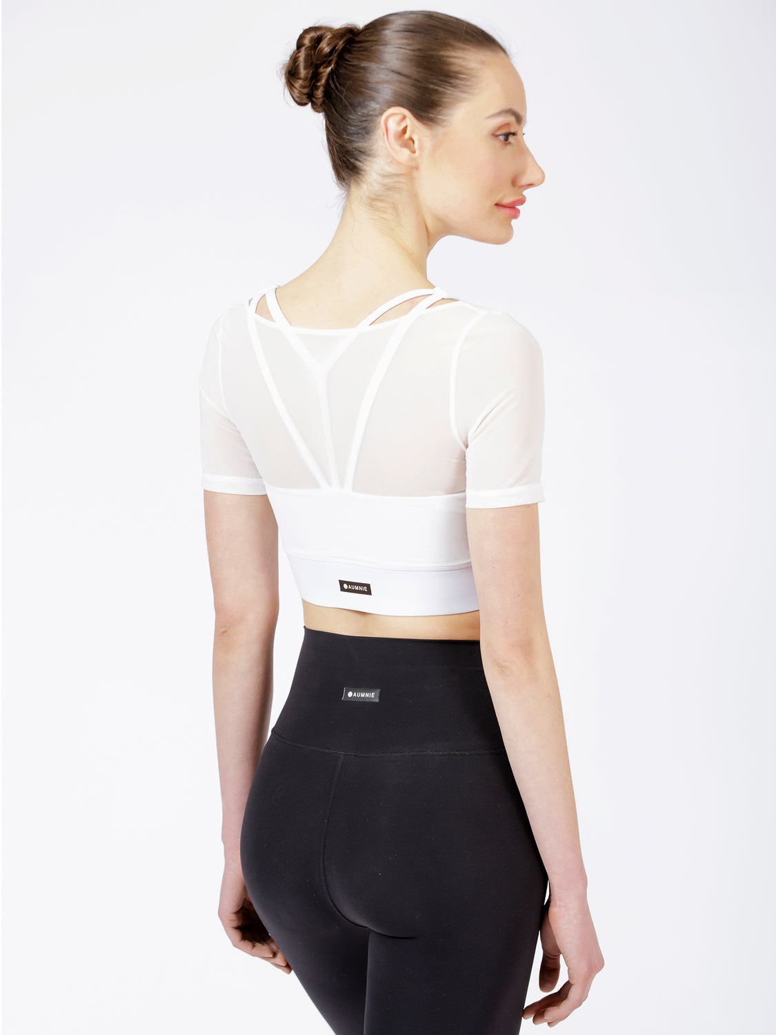 UNITY MESH CROPPED TOP, WHITE/WHITE MESH