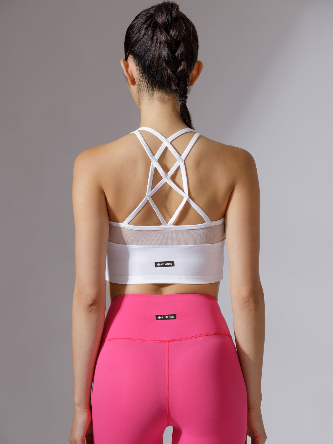 LABRYINTH CROPPED TANK, WHITE/WHITE MESH