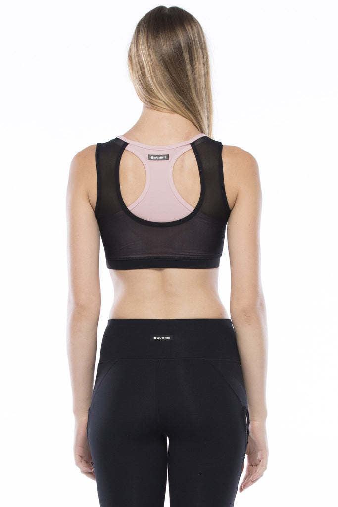 STRATUM BRA, BLUSH/BLACK MESH