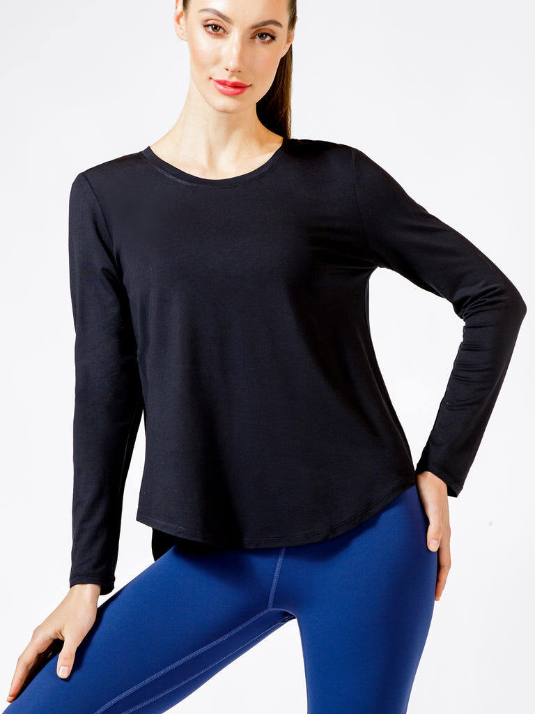 BACK TIE EVERYDAY TEE, BLACK