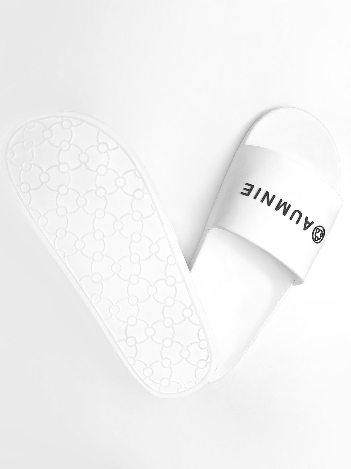 AUMNIE LOGO SLIDE SANDALS, WHITE