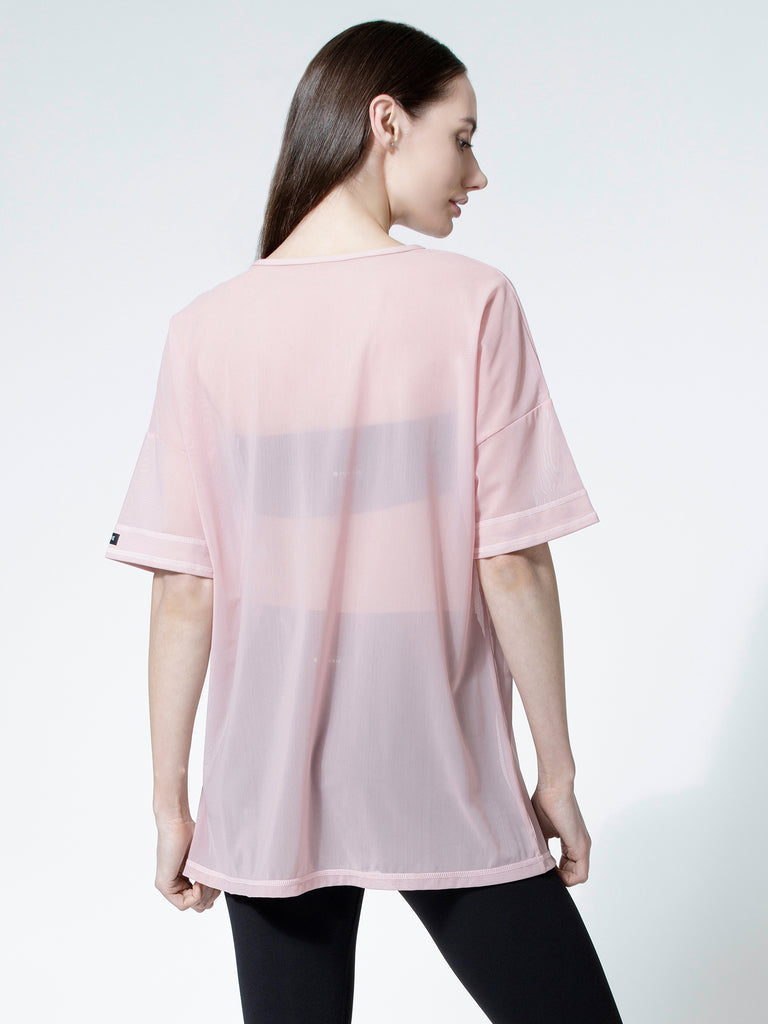 OVERSIZE MESH TEE, BLUSH