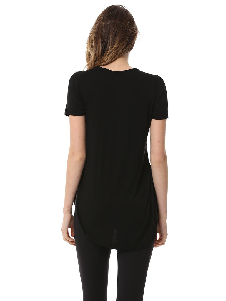 HI LO SIDE SPLIT TEE, BLACK